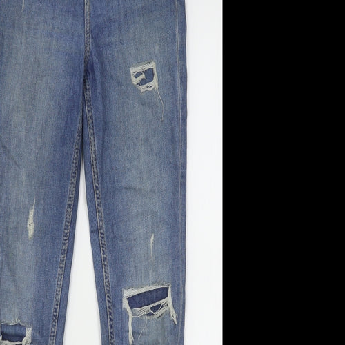 Marks and Spencer Womens Blue  Cotton Skinny Jeans Size 8 L28 in Regular