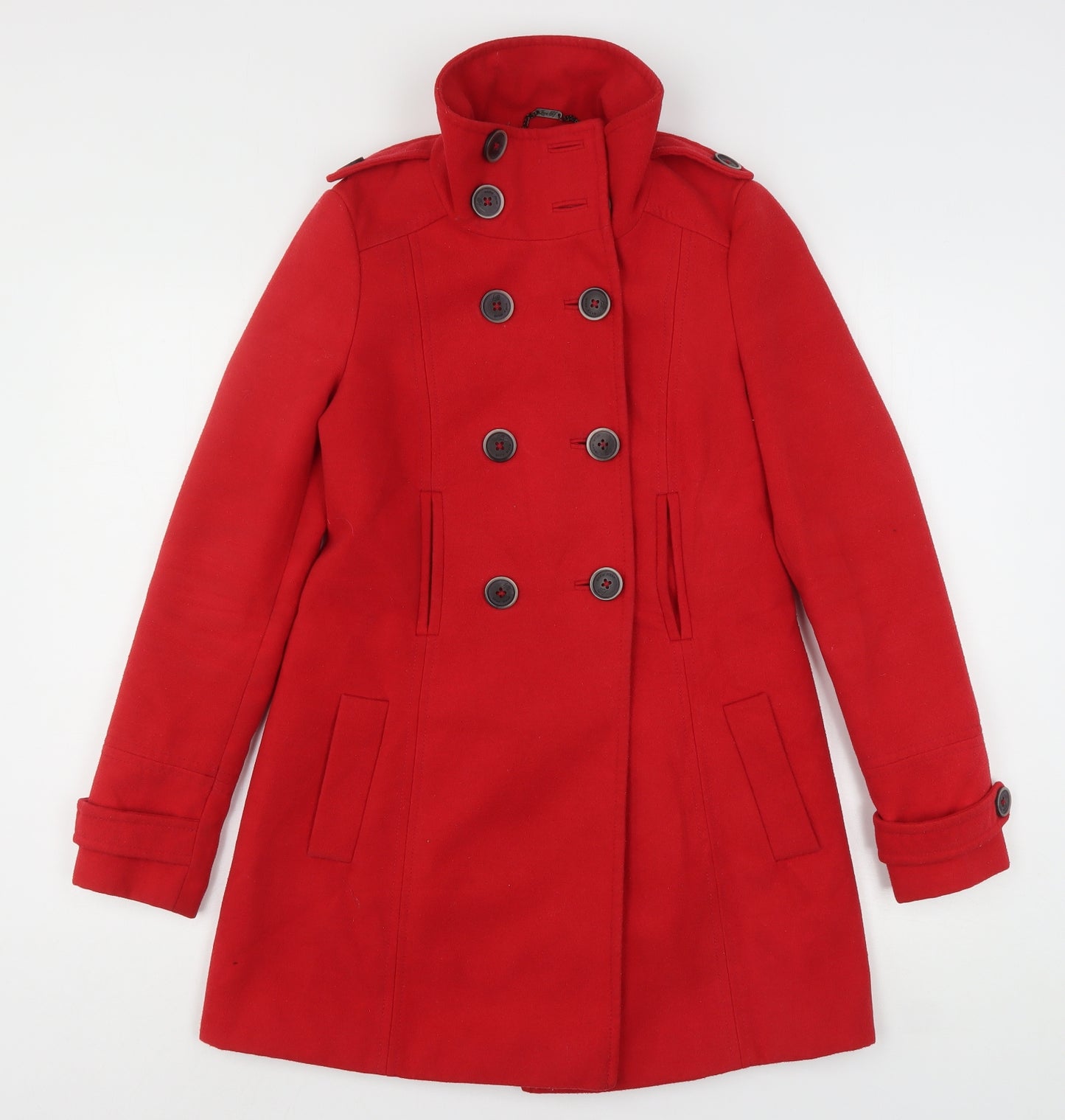 Zara Womens Red   Overcoat Coat Size S  Button