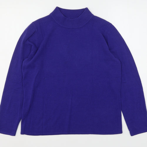Bonmarché Womens Blue Mock Neck  Acrylic Pullover Jumper Size M