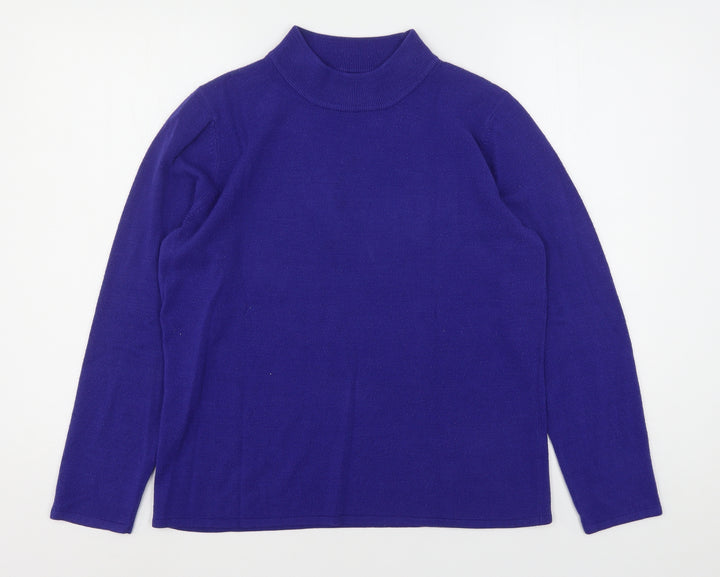 Bonmarché Womens Blue Mock Neck  Acrylic Pullover Jumper Size M