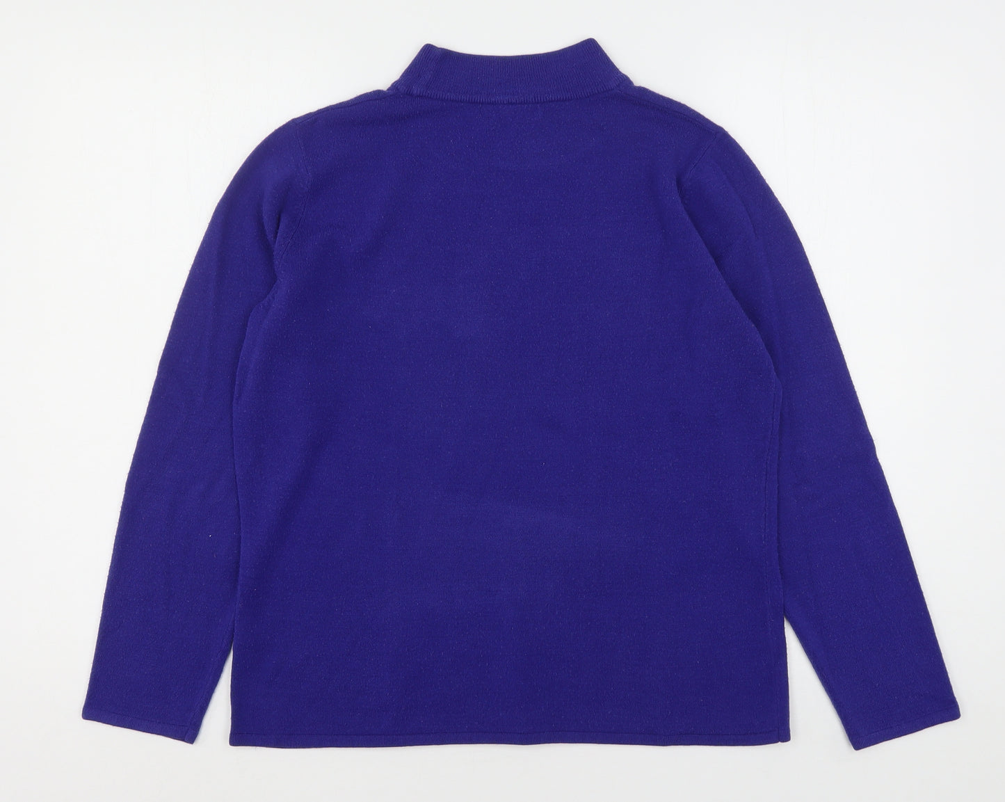 Bonmarché Womens Blue Mock Neck  Acrylic Pullover Jumper Size M