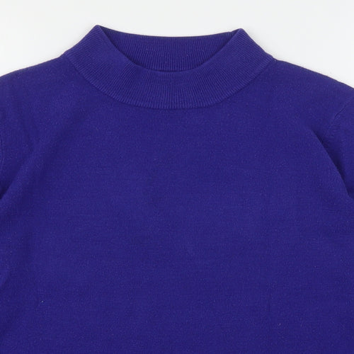 Bonmarché Womens Blue Mock Neck  Acrylic Pullover Jumper Size M