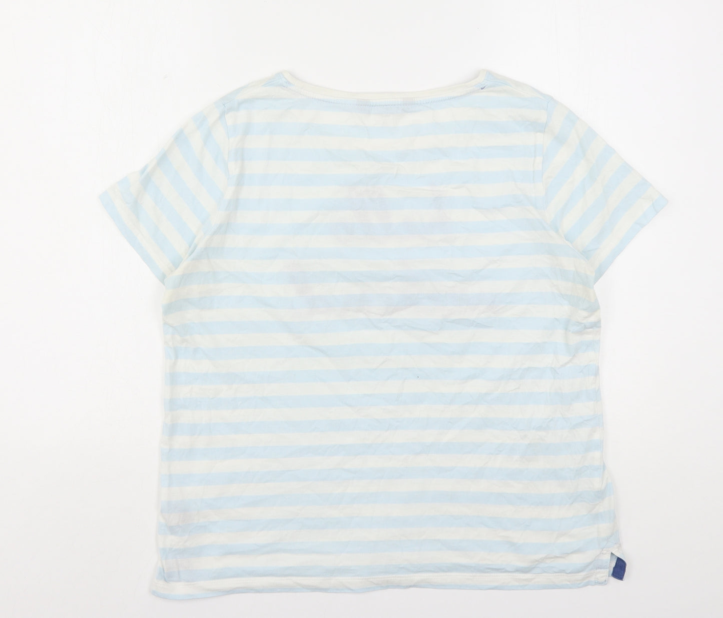 Crew Clothing  Womens Multicoloured Striped Cotton Basic T-Shirt Size 14 Round Neck