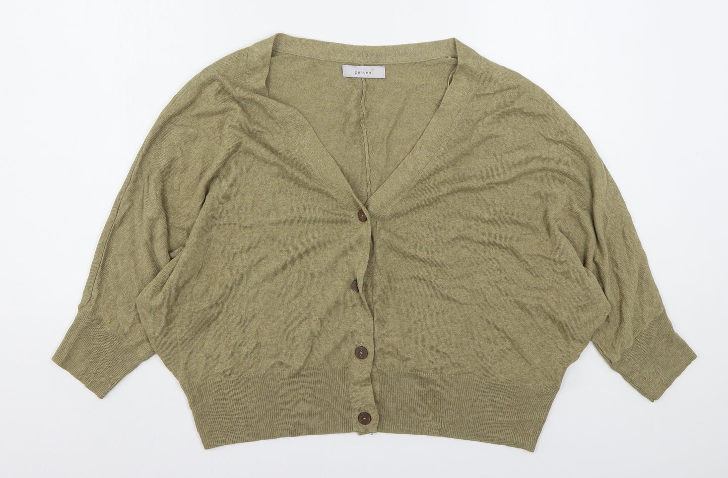 Per Una  Womens Green V-Neck  Viscose Cardigan Jumper Size L