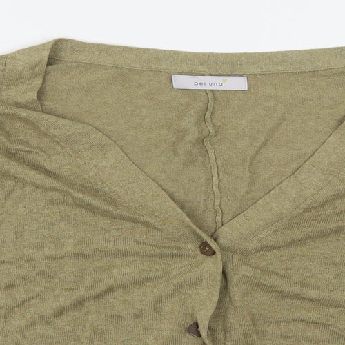 Per Una  Womens Green V-Neck  Viscose Cardigan Jumper Size L