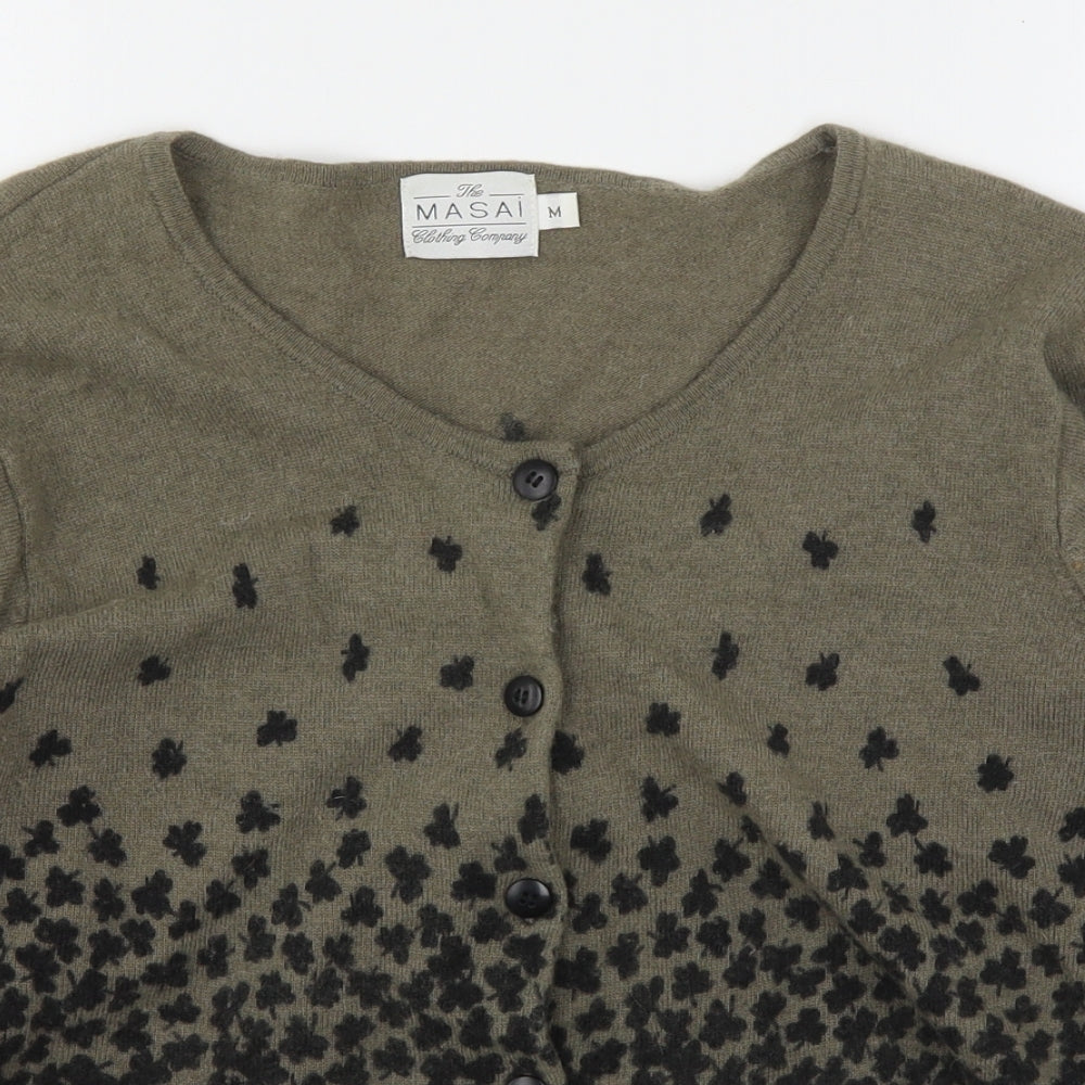 The Masai Womens Multicoloured V-Neck Floral Wool Cardigan Jumper Size M