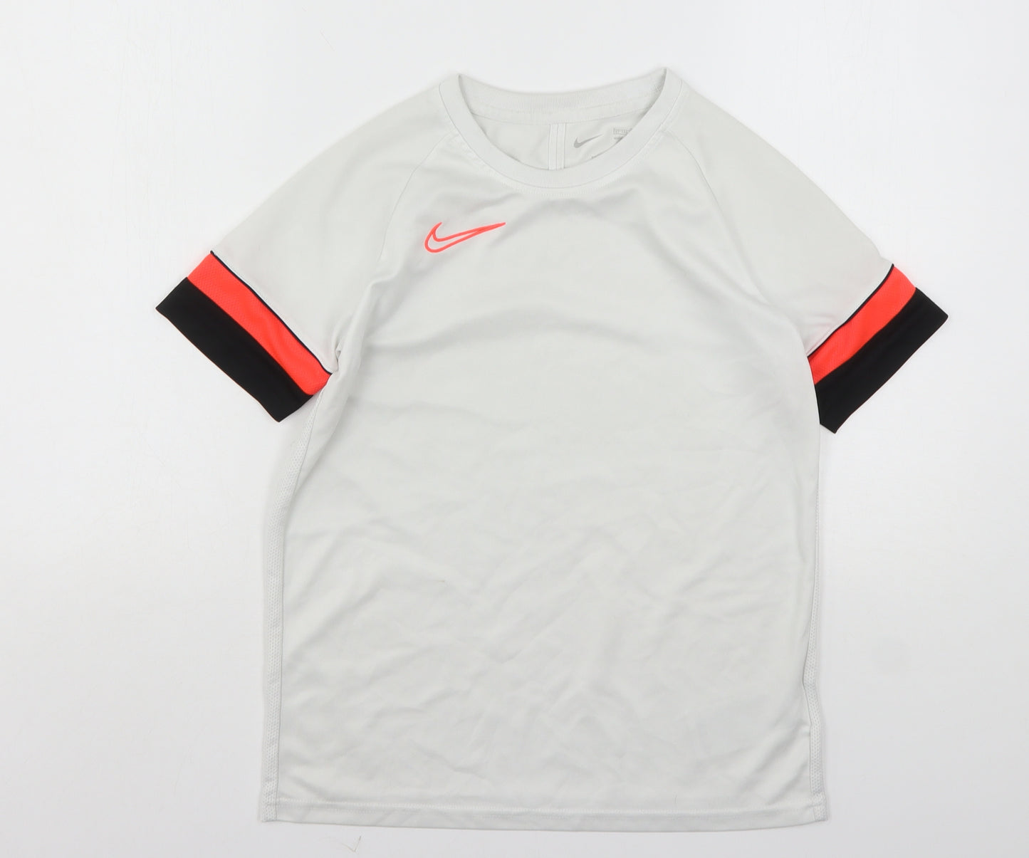 Nike Boys White  Polyester Basic T-Shirt Size 11-12 Years Round Neck