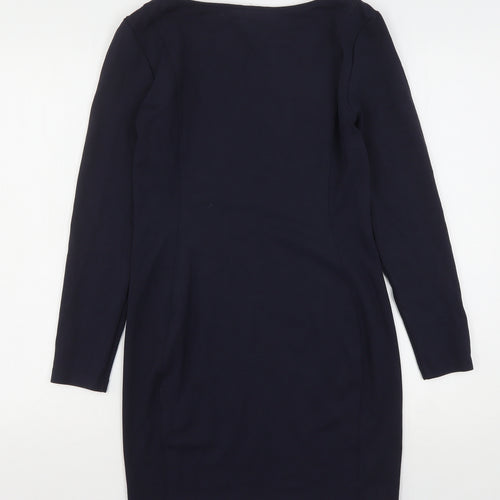 H&M Womens Blue Round Neck  Viscose Pullover Jumper Size S