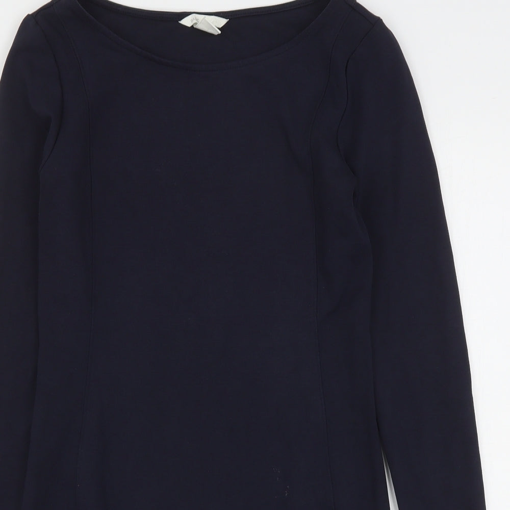 H&M Womens Blue Round Neck  Viscose Pullover Jumper Size S