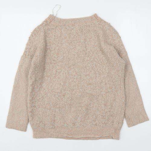Peacocks Womens Pink Round Neck  Polyester Pullover Jumper Size M