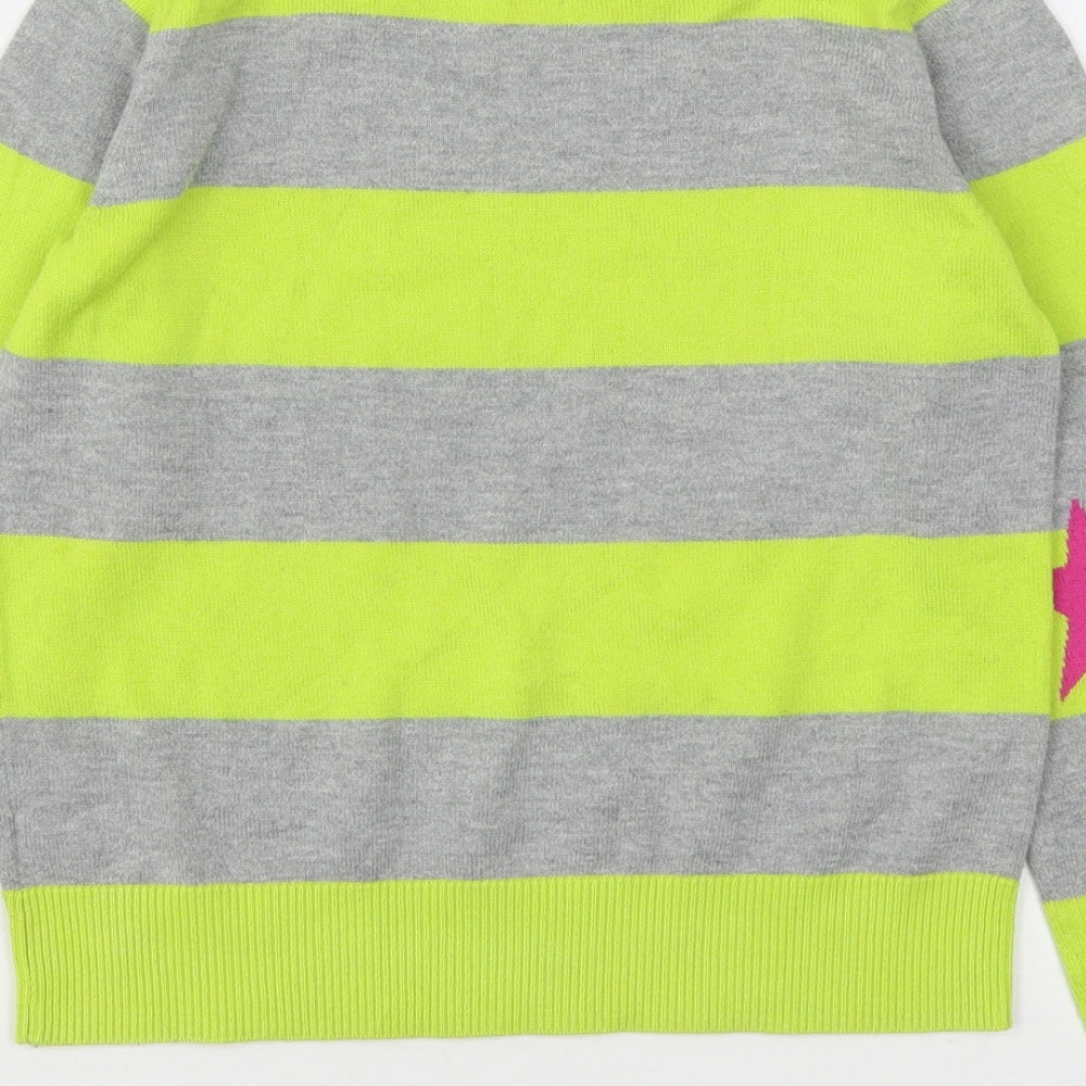 Gap Girls Multicoloured Round Neck Striped Cotton Pullover Jumper Size 10 Years