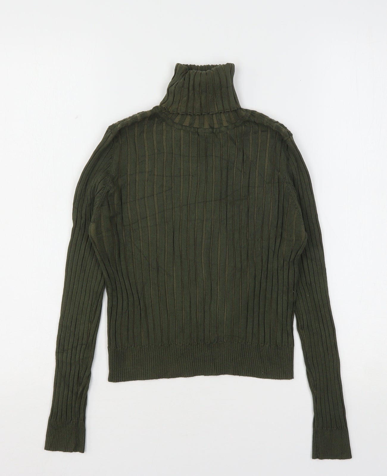 Zara Womens Green Roll Neck  Viscose Pullover Jumper Size L