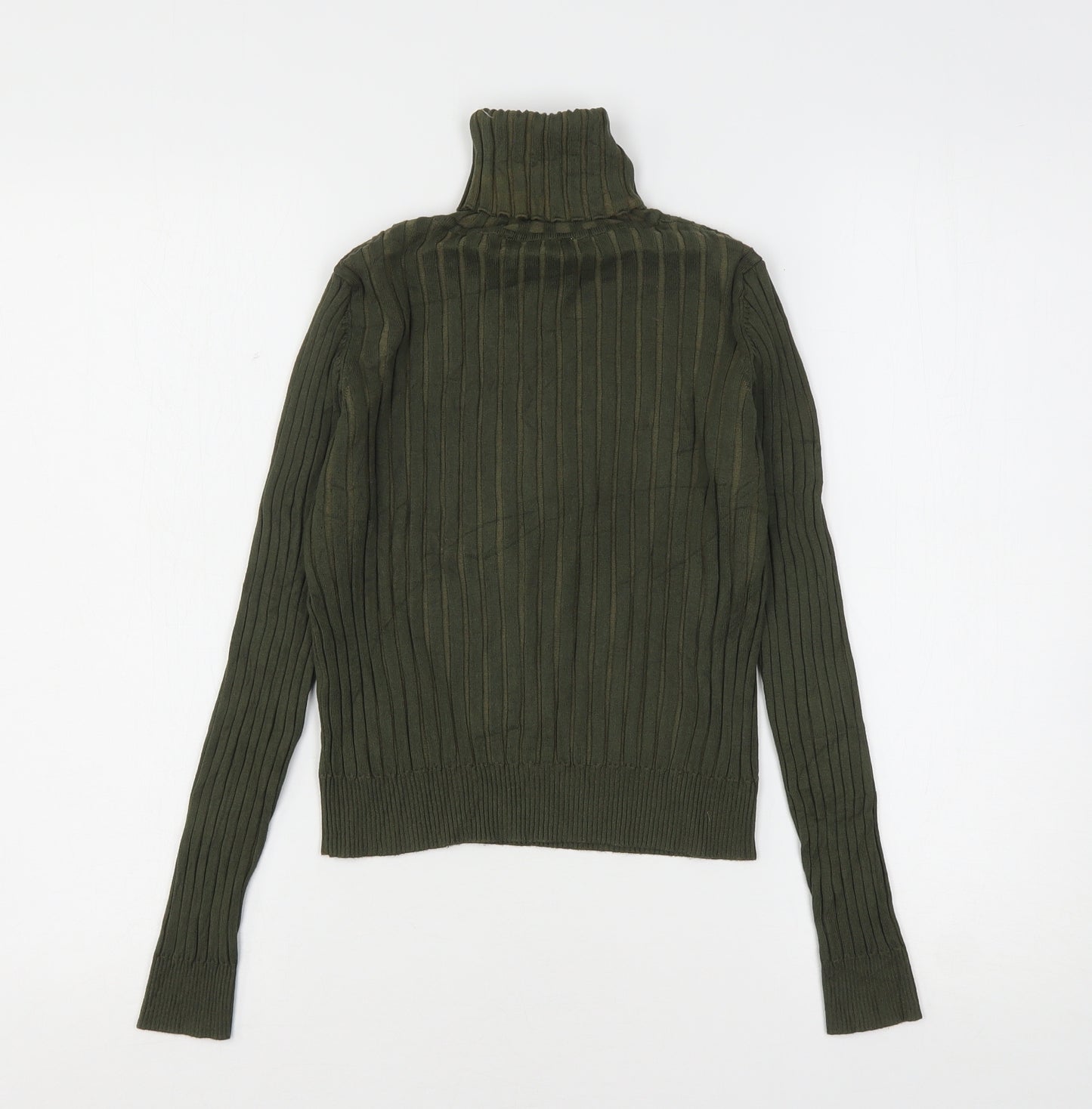 Zara Womens Green Roll Neck  Viscose Pullover Jumper Size L