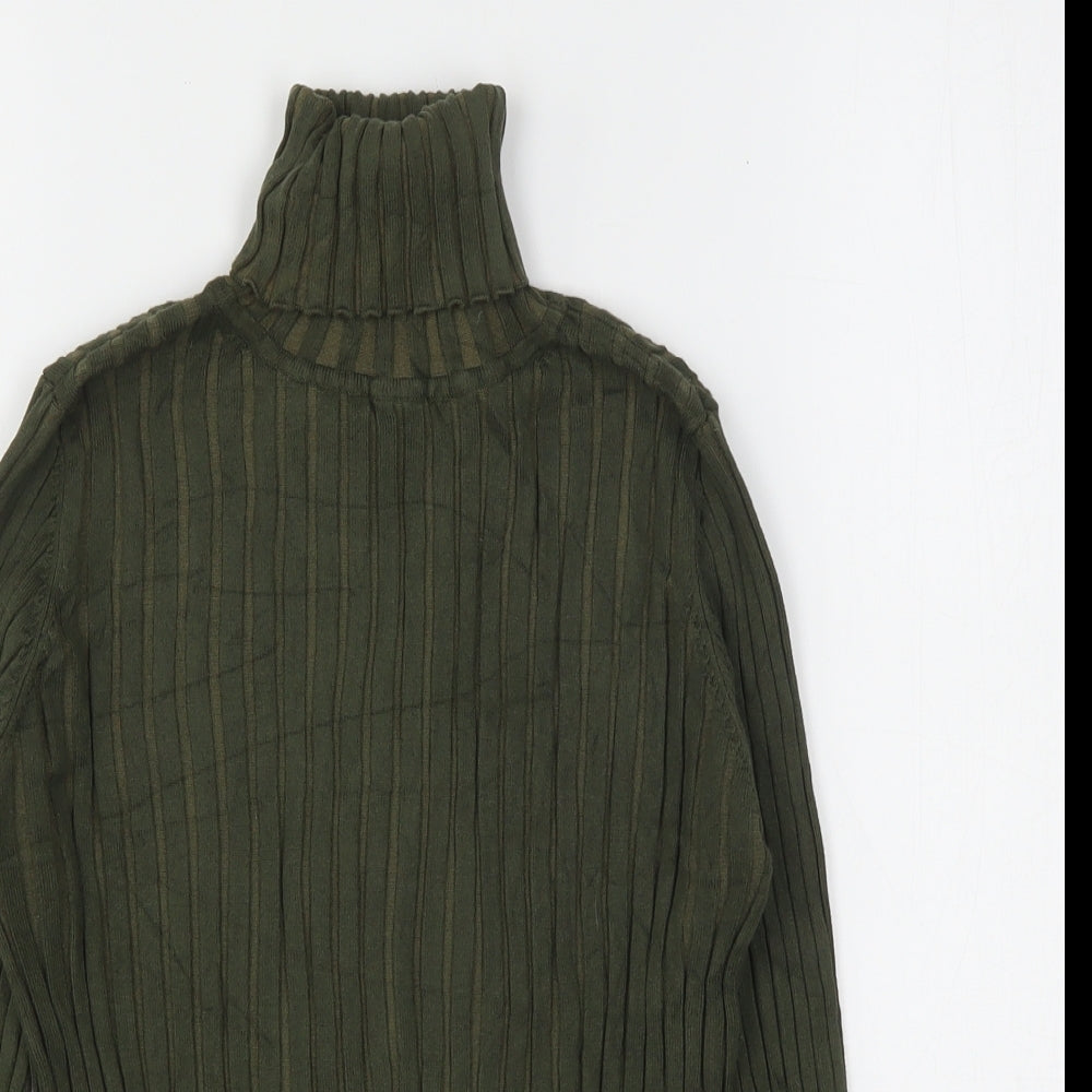 Zara Womens Green Roll Neck  Viscose Pullover Jumper Size L