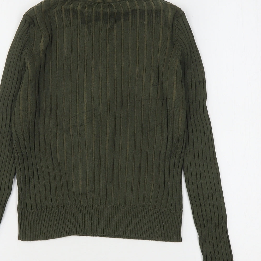 Zara Womens Green Roll Neck  Viscose Pullover Jumper Size L