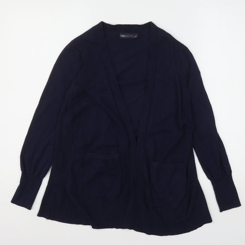 Marks and Spencer Womens Blue V-Neck  Viscose Cardigan Jumper Size S