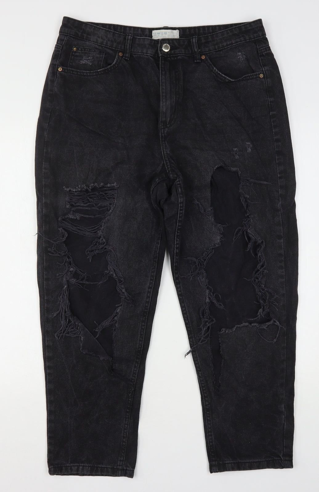 Primark Womens Black  Cotton Mom Jeans Size 16 L26 in Regular