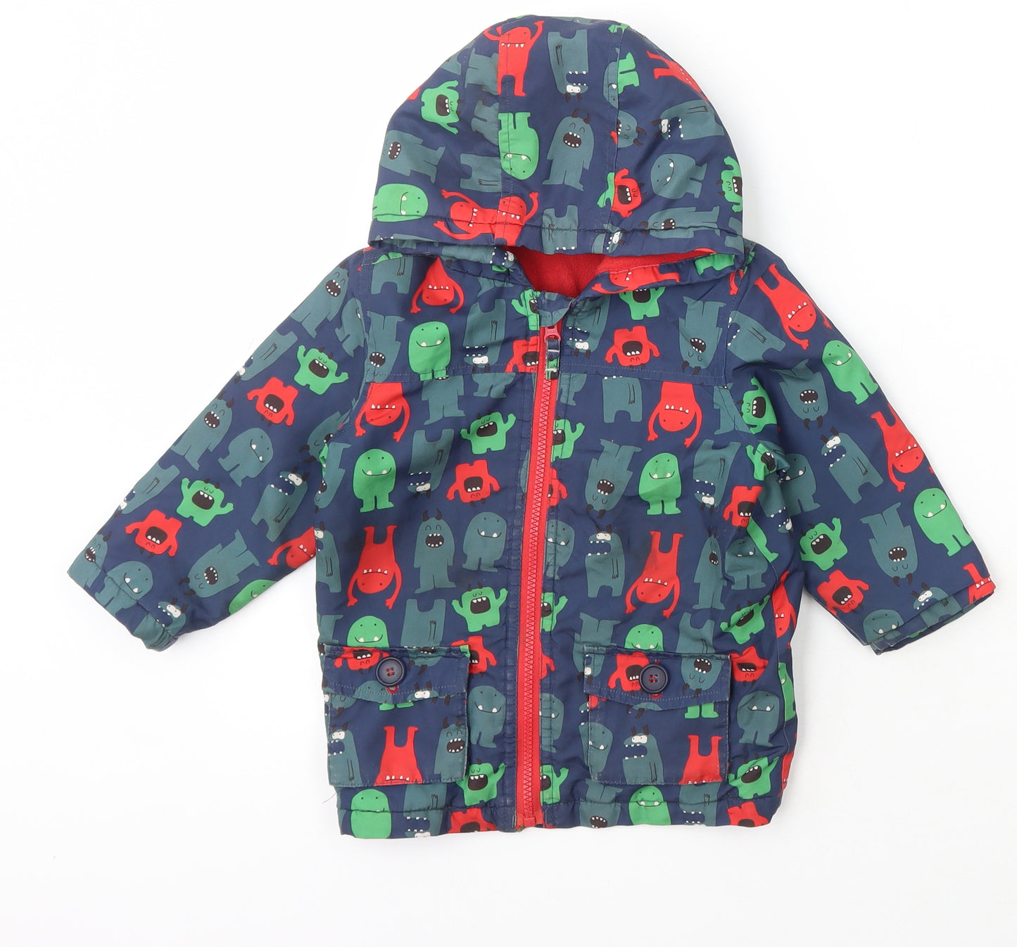 Mini Club Boys Blue Geometric  Rain Coat Coat Size 2 Years  Zip