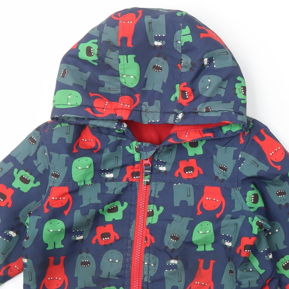 Mini Club Boys Blue Geometric  Rain Coat Coat Size 2 Years  Zip