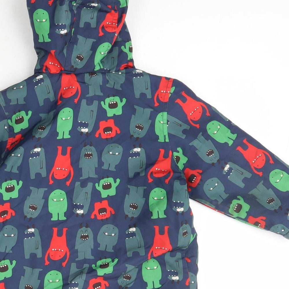 Mini Club Boys Blue Geometric  Rain Coat Coat Size 2 Years  Zip