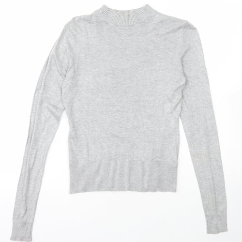 New Look Womens Grey Mock Neck  Viscose Pullover Jumper Size 8