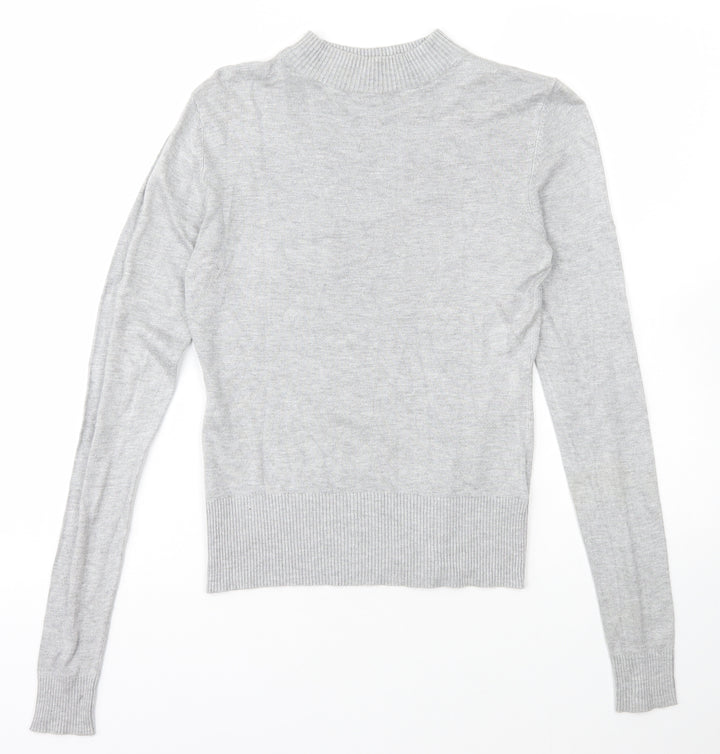 New Look Womens Grey Mock Neck  Viscose Pullover Jumper Size 8