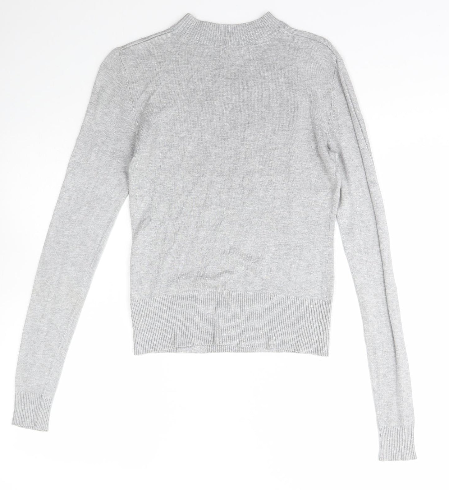New Look Womens Grey Mock Neck  Viscose Pullover Jumper Size 8