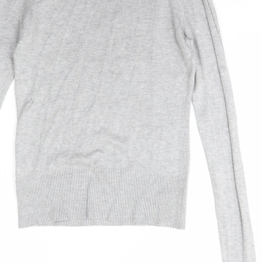 New Look Womens Grey Mock Neck  Viscose Pullover Jumper Size 8