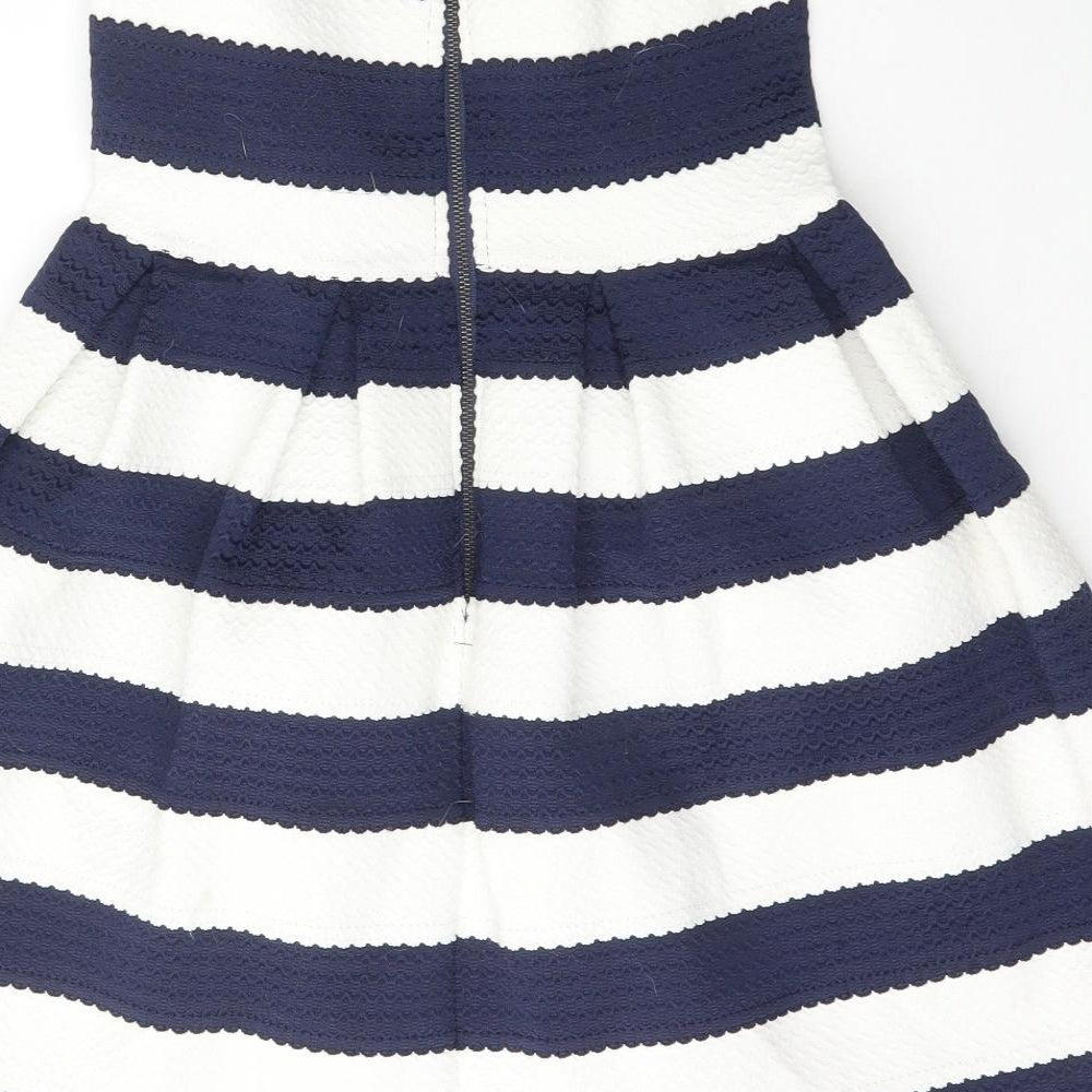 Lustre Womens Multicoloured Striped Polyester Skater Dress  Size S  Sweetheart Zip