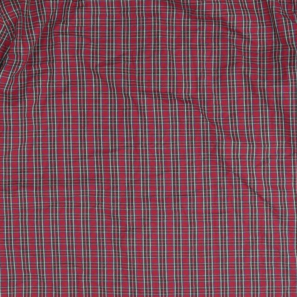 Peacocks Mens Red Check Cotton  Button-Up Size 2XL Collared Button