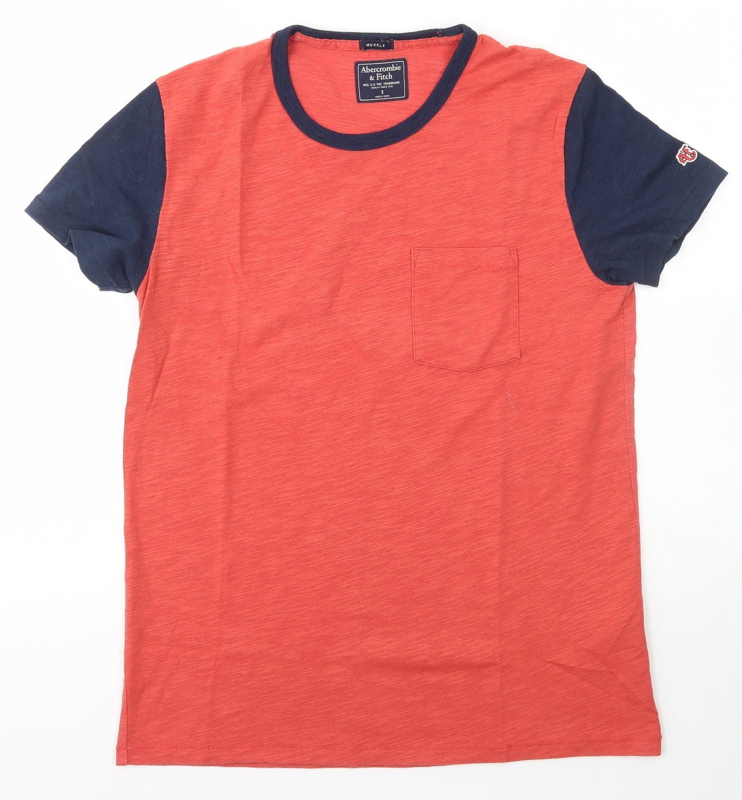 Abercrombie & Fitch Mens Pink  Cotton  T-Shirt Size S Crew Neck  - muscle fit