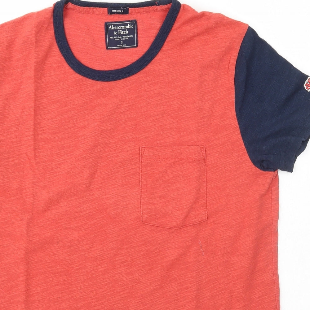Abercrombie & Fitch Mens Pink  Cotton  T-Shirt Size S Crew Neck  - muscle fit