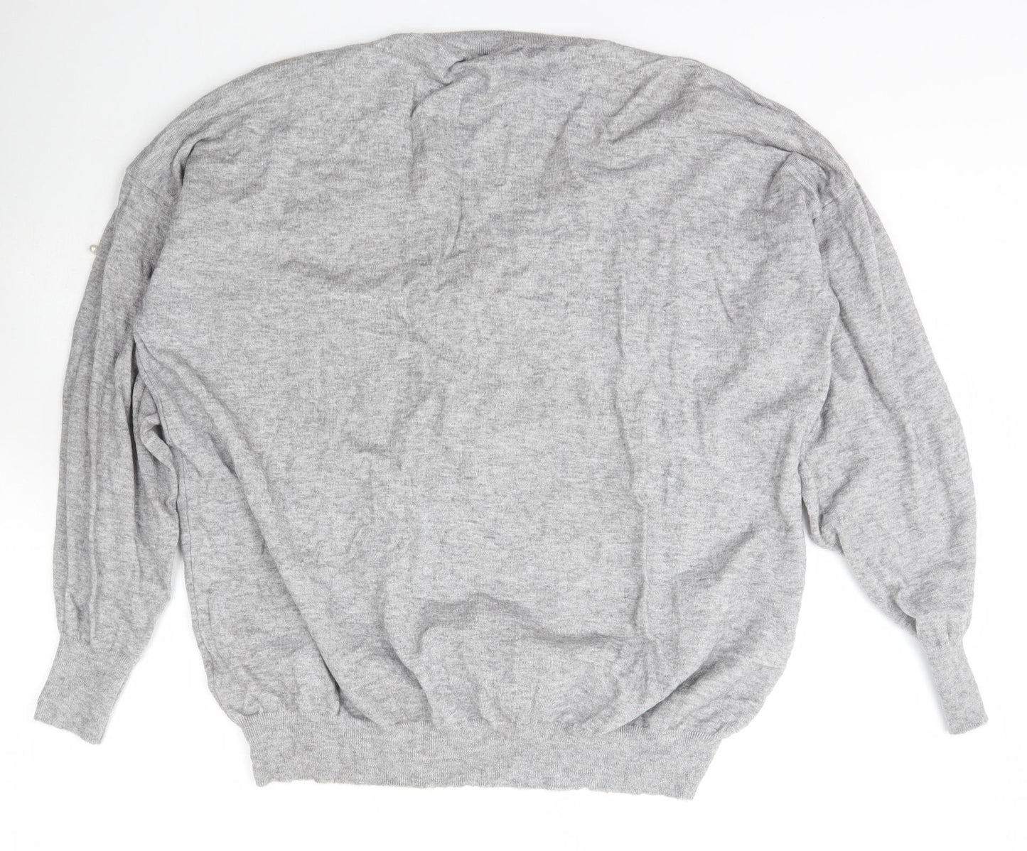 Jubylee Womens Grey V-Neck  Viscose Pullover Jumper Size M