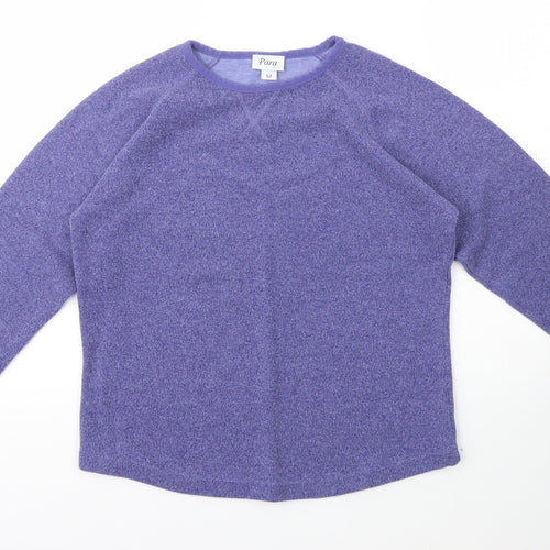 Para Womens Purple Scoop Neck  Polyester Pullover Jumper Size M
