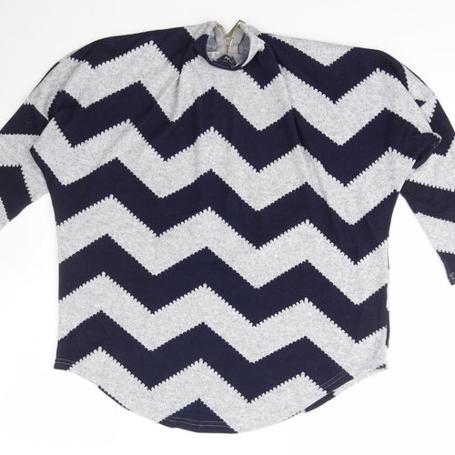 Bonmarché Womens Blue Striped Polyester Full Zip Sweatshirt Size XS  Zip