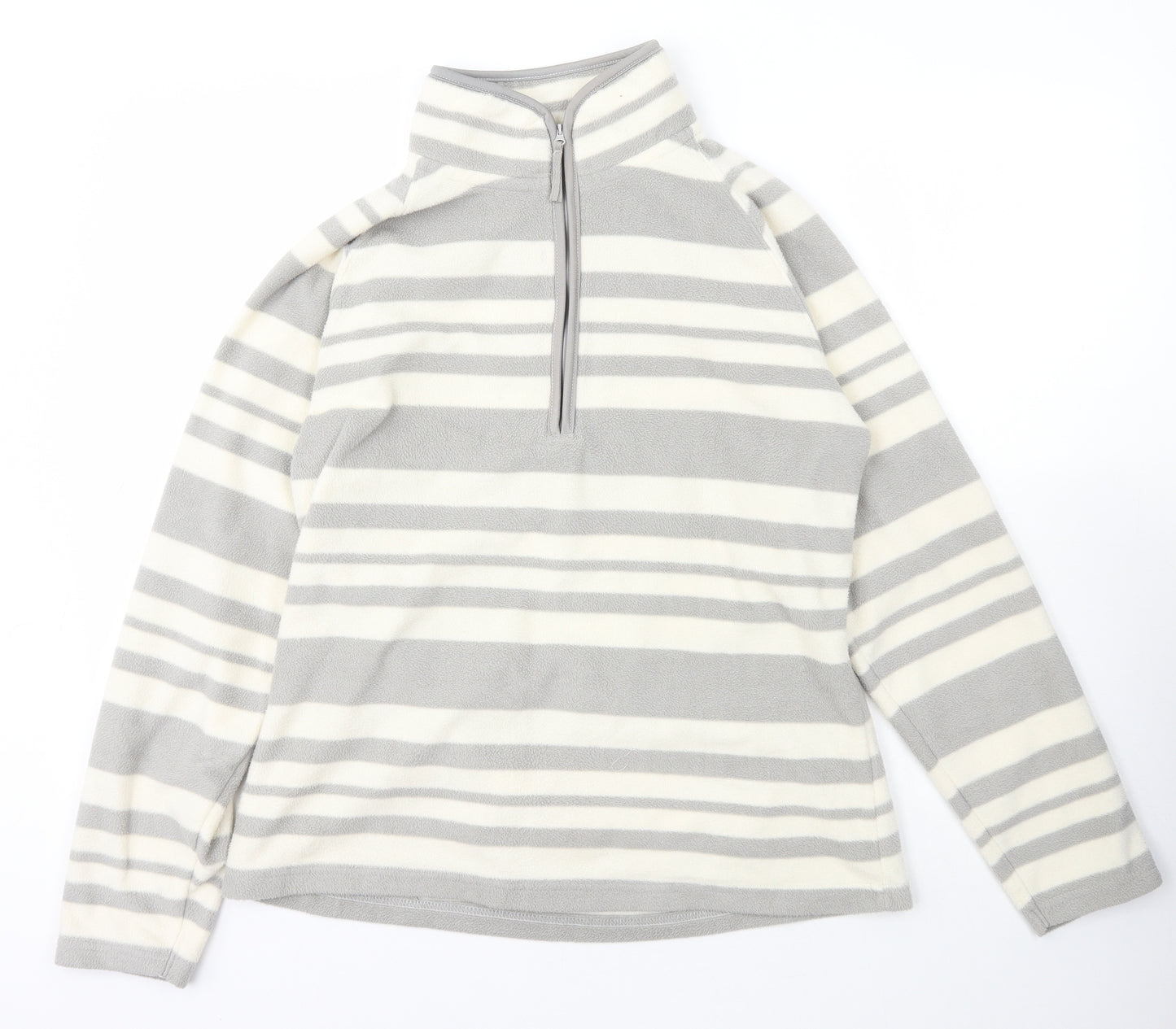 Mountain Warehouse Womens Grey Collared Striped Polyester Pullover Jumper Size 14