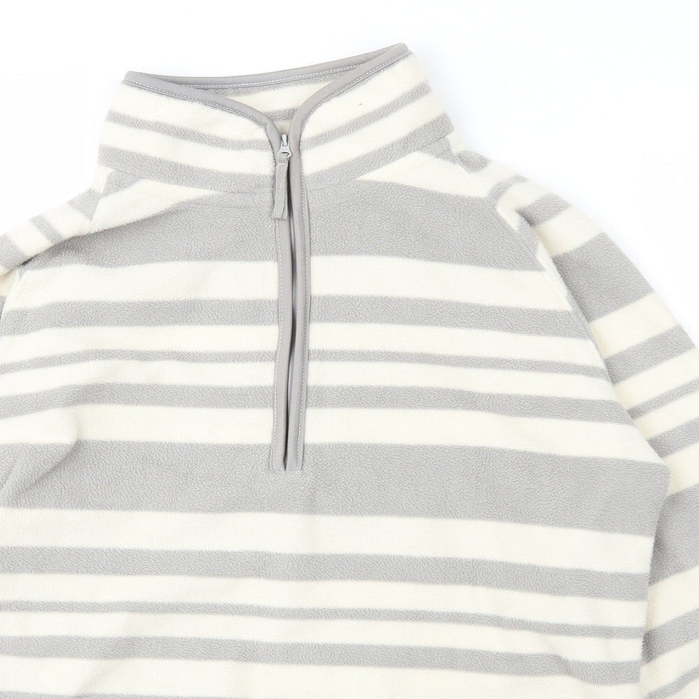 Mountain Warehouse Womens Grey Collared Striped Polyester Pullover Jumper Size 14