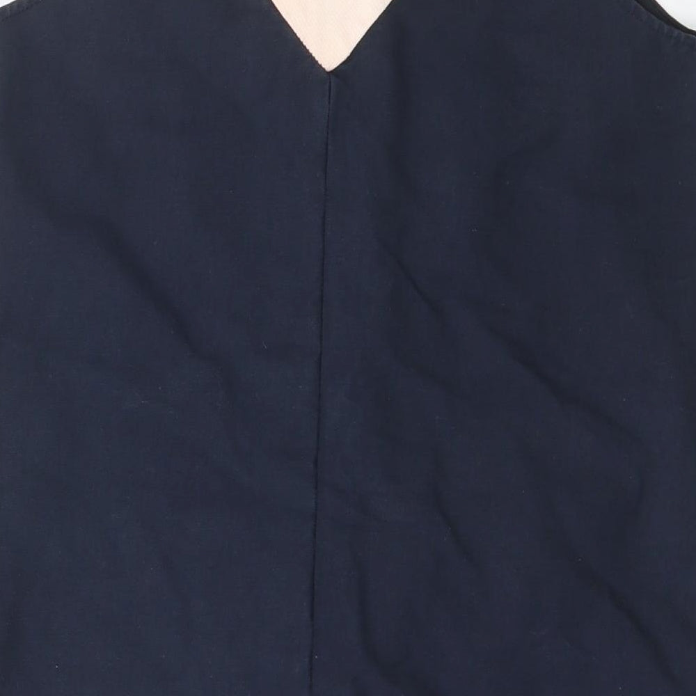 Mademoiselle Tara Womens Blue  Cotton A-Line  Size 10  V-Neck Zip - Pockets