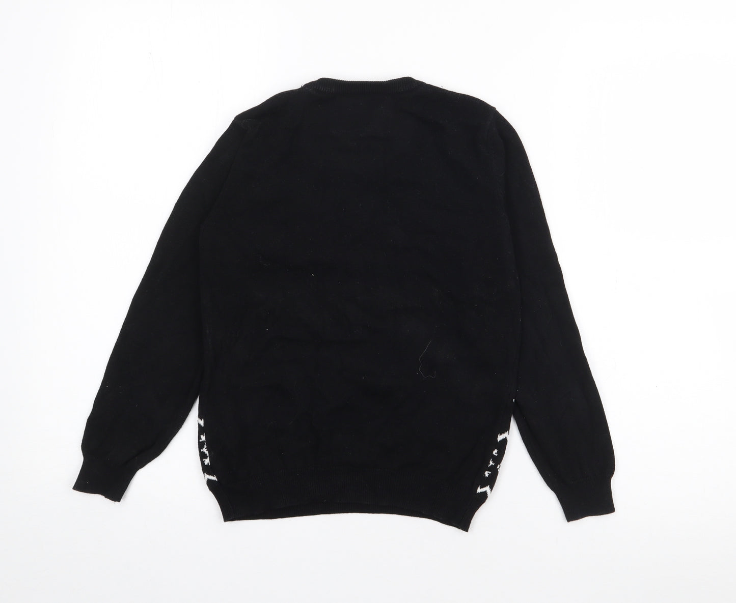 Primark Boys Black Crew Neck  Cotton Pullover Jumper Size 8-9 Years   - Flossing Christmas Jumper
