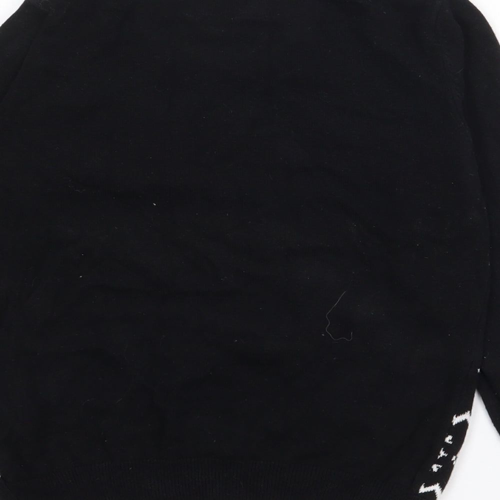 Primark Boys Black Crew Neck  Cotton Pullover Jumper Size 8-9 Years   - Flossing Christmas Jumper