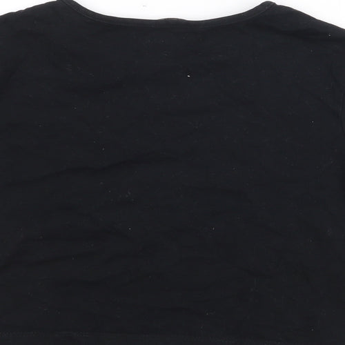 George Girls Black  Cotton Pullover T-Shirt Size 6-7 Years Crew Neck