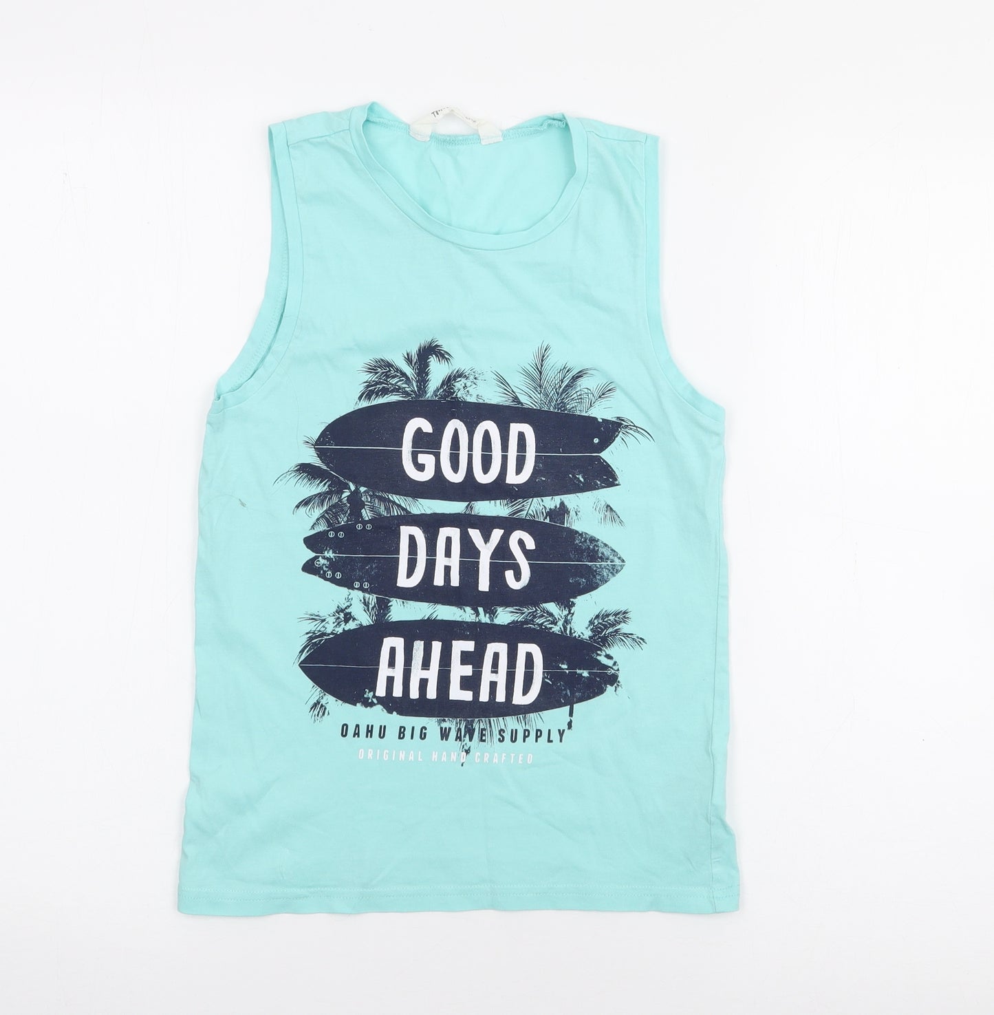 H&M Boys Blue  Cotton Basic Tank Size 9-10 Years Scoop Neck  - Good Days Ahead