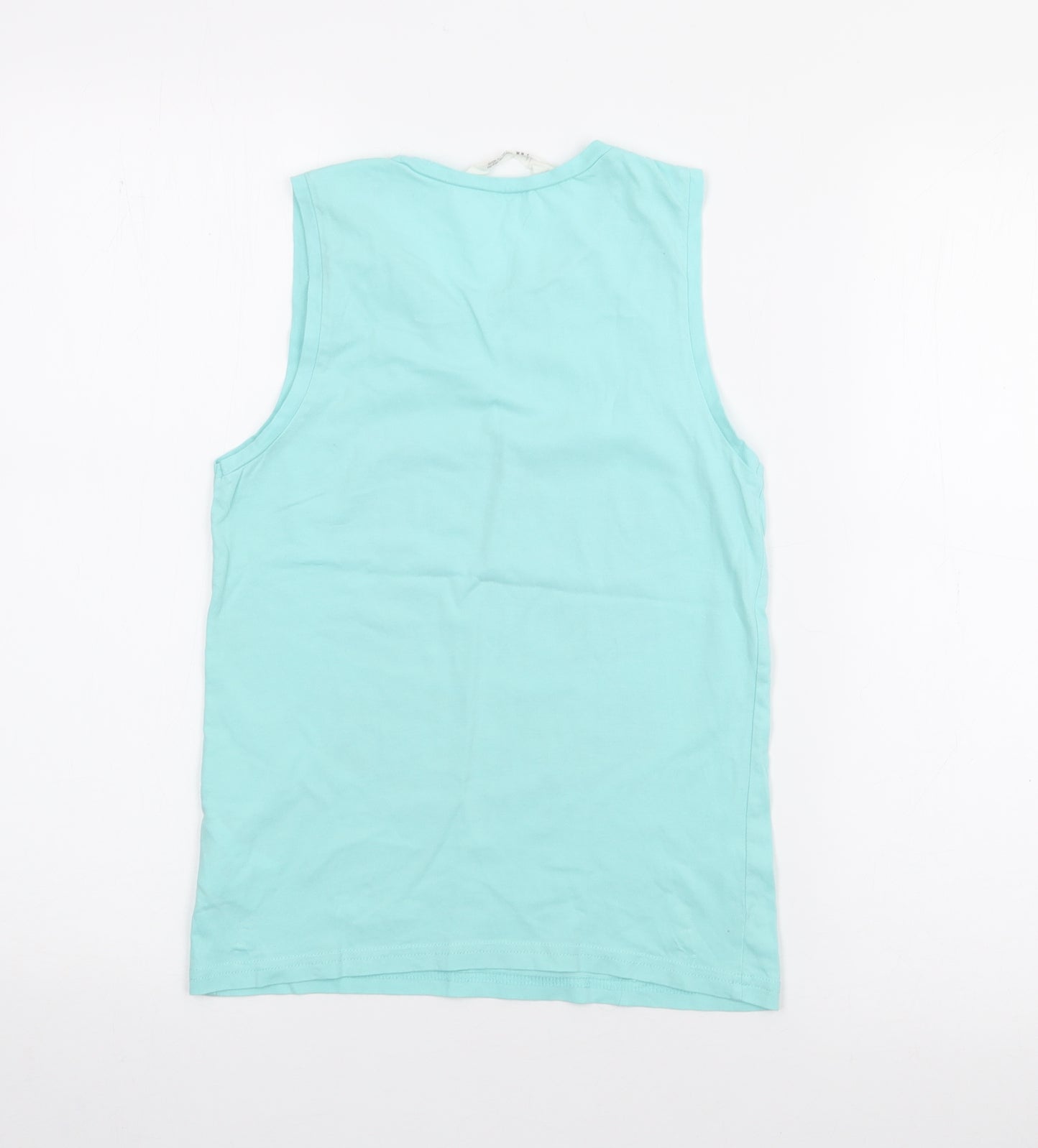H&M Boys Blue  Cotton Basic Tank Size 9-10 Years Scoop Neck  - Good Days Ahead