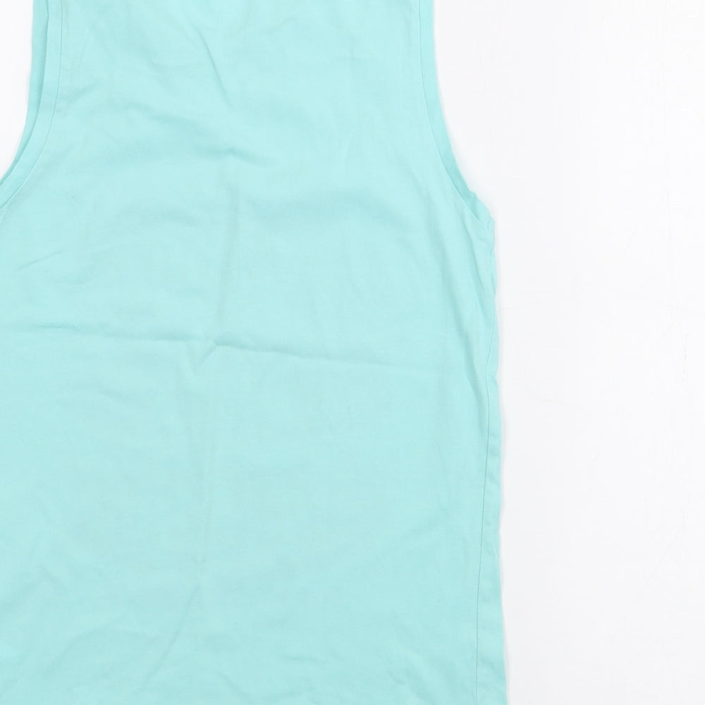 H&M Boys Blue  Cotton Basic Tank Size 9-10 Years Scoop Neck  - Good Days Ahead