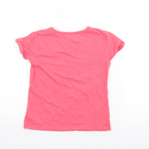 Dunnes Stores Girls Pink  Cotton Basic T-Shirt Size 7 Years Crew Neck