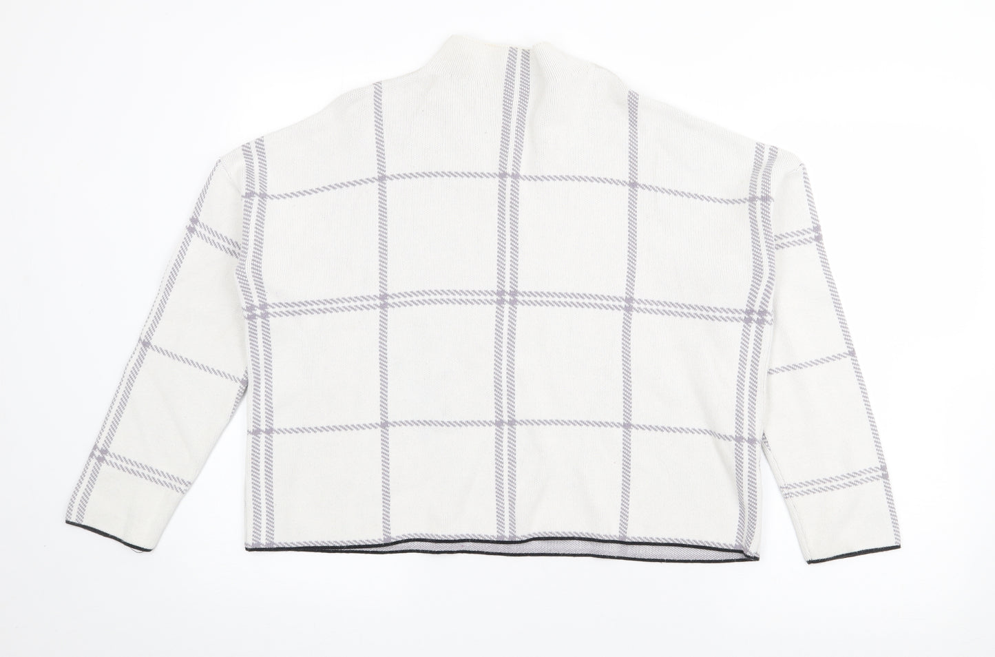 New Look Womens White High Neck  Cotton Pullover Jumper Size M