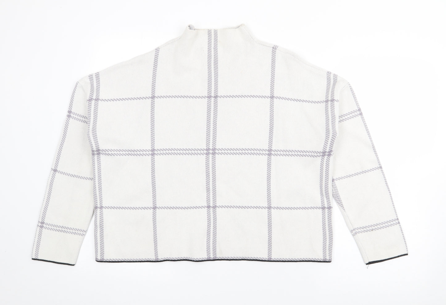 New Look Womens White High Neck  Cotton Pullover Jumper Size M