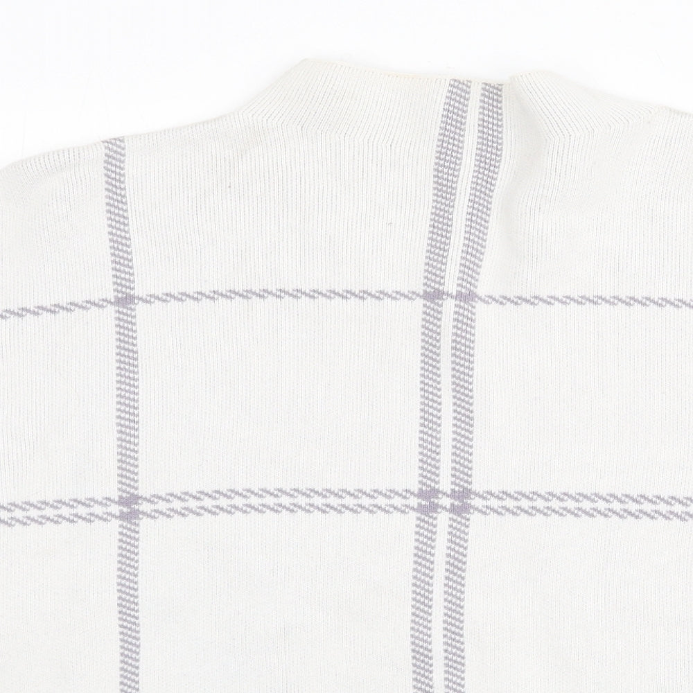 New Look Womens White High Neck  Cotton Pullover Jumper Size M