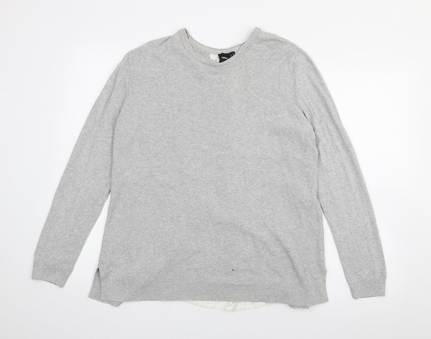 ASOS Womens Grey Crew Neck  Cotton Pullover Jumper Size 10