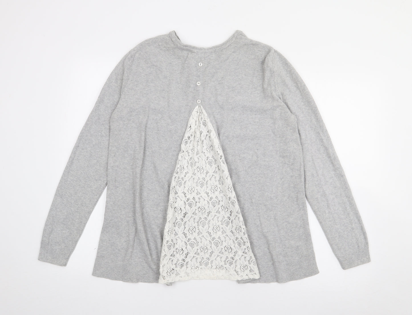 ASOS Womens Grey Crew Neck  Cotton Pullover Jumper Size 10